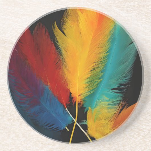 Dessous De Verre En Grès Southwest Feather Abstrait (Devant)