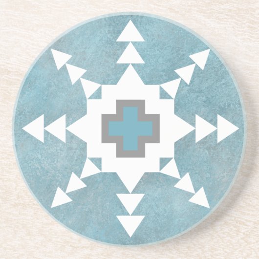 Dessous De Verre En Grès Southwest Winter Geometric Snowflake Design (Devant)