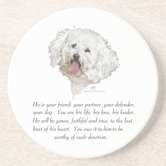 Dessous De Verre En Grès Souvenir, chien mâle (Devant)