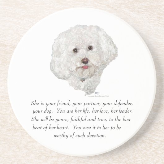 Dessous De Verre En Grès Souvenir, chienne (Devant)