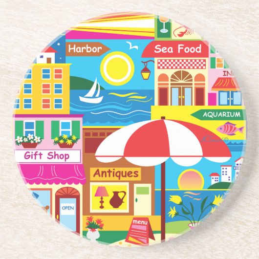 Dessous De Verre En Grès Souvenirs de bord de mer (Devant)