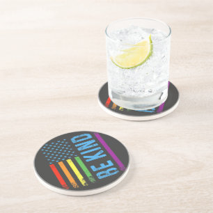Dessous De Verre En Grès Soyez Gentil Lgbt Lgbtq Fierté Gay Arc-en-ciel