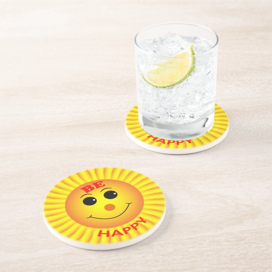 Dessous De Verre En Grès Soyez heureux (Côté)