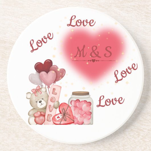 Dessous De Verre En Grès Sparkling Heart Love Coaster (Devant)