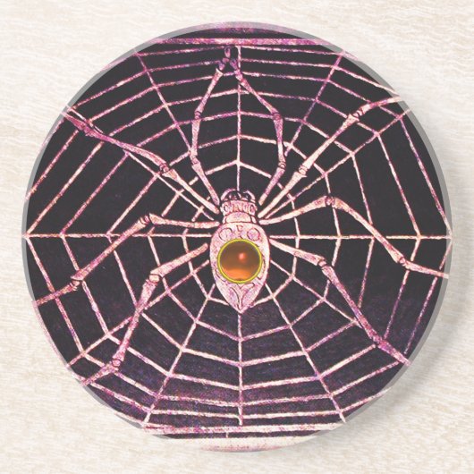 Dessous De Verre En Grès SPIDER ET WEB Orange Agate Noir (Devant)