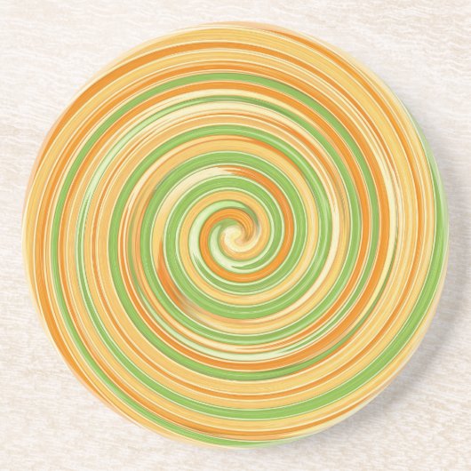 Dessous De Verre En Grès Spirale de couleurs d'agrumes amusantes (Devant)