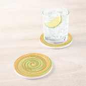 Dessous De Verre En Grès Spirale de couleurs d'agrumes amusantes (Côté)