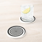 Dessous De Verre En Grès Spirale hypnotique noire et blanche (Côté)