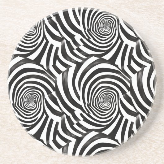 Dessous De Verre En Grès Spirales Noir Blanc (Devant)
