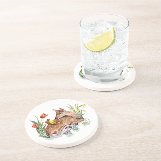Dessous De Verre En Grès Spring Deer (Côté)
