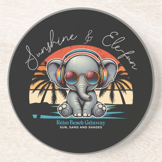 Dessous De Verre En Grès Spring Sunshine and Ele-fun Retro Beach Getaway (Devant)