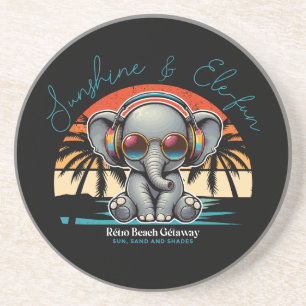 Dessous De Verre En Grès Spring Sunshine and Ele-fun Retro Beach Getaway