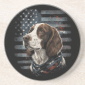 Dessous De Verre En Grès Springer Spaniel Chien Drapeau Américain (Devant)