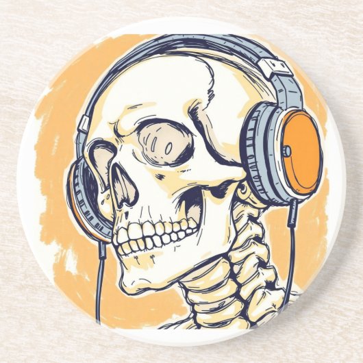 Dessous De Verre En Grès Squelette avec casque audio (Devant)