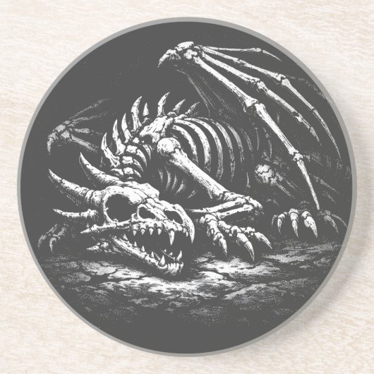 Dessous De Verre En Grès Squelette de dragon — par BurnsInHell (Devant)