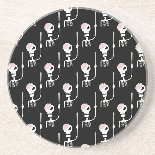 Dessous De Verre En Grès Squelette d'Halloween avec épée (Devant)