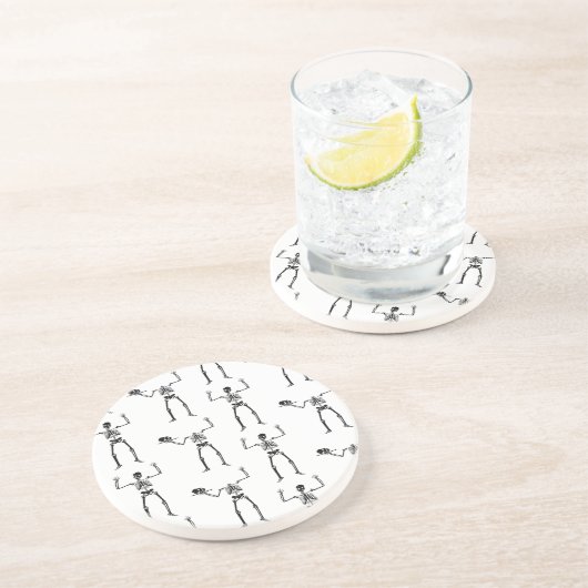 Dessous De Verre En Grès Squelettes d'Halloween, friandise ou farce, Hou (Côté)