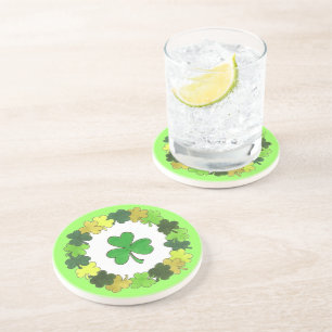 Dessous De Verre En Grès St. Patrick's Day Green Shamrock Clover Wreath