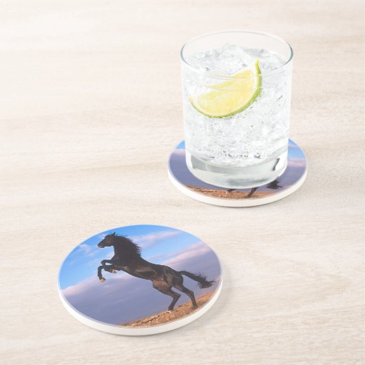 Dessous De Verre En Grès Stallion noir (Côté)