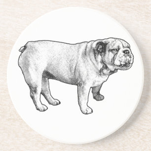 Dessous De Verre En Grès stance pointillée, bouledogue