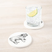 Dessous De Verre En Grès stance pointillée, bouledogue (Côté)