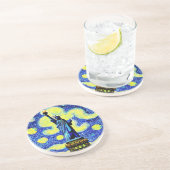 Dessous De Verre En Grès Starry Night Statue De Liberty New York (Côté)