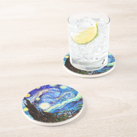 Dessous De Verre En Grès Starry Night Van Gogh Art (Côté)