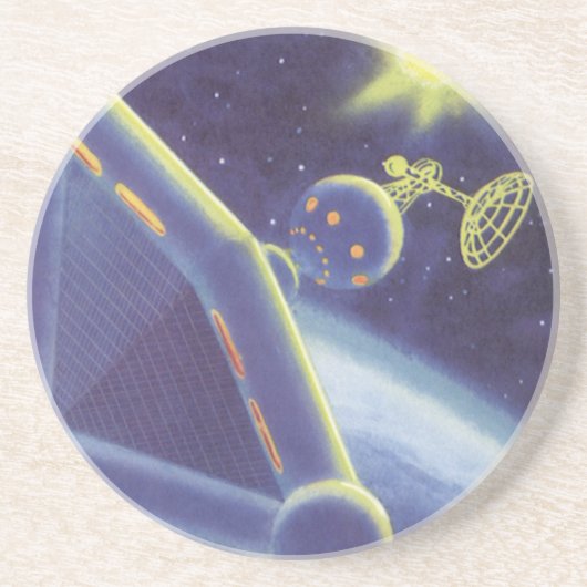 Dessous De Verre En Grès Station spatiale orbitale de science-fiction vinta (Devant)