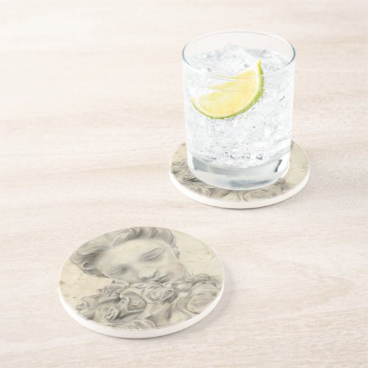 Dessous De Verre En Grès Statue dans le Jardin I (Côté)