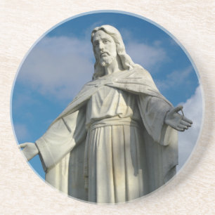 Dessous De Verre En Grès Statue de Jésus Christ