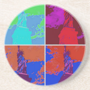 Dessous De Verre En Grès Statue de style pop art de la liberté