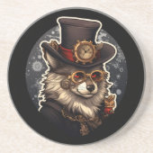 Dessous De Verre En Grès Steampunk de loup d'hiver (Devant)