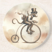 Dessous De Verre En Grès Steampunk Monkey équitation d'un vélo de cent-fart (Devant)