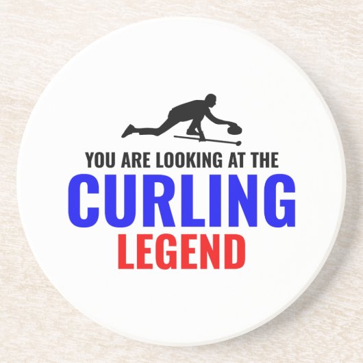 Dessous De Verre En Grès Stone Curling hiver glace sport Curler drôle (Devant)