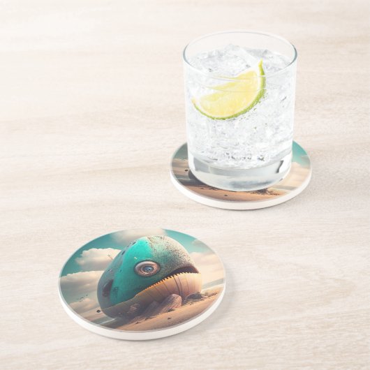 Dessous De Verre En Grès Strange Whale (Côté)