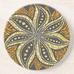 Dessous De Verre En Grès Style Batik Floral Abstrait africain