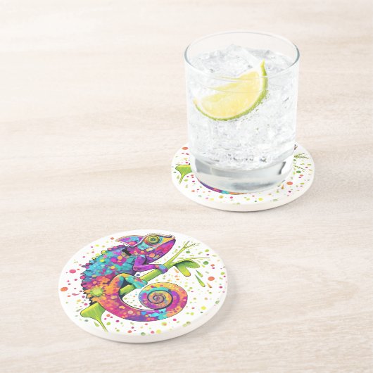 Dessous De Verre En Grès Style d'aquarelle des teintures Chameleon (Côté)