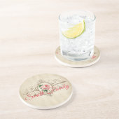 Dessous De Verre En Grès Style d'impression Sepia antique avec Rose (Côté)