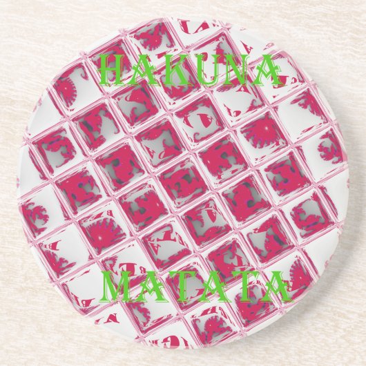 Dessous De Verre En Grès Style Red Hakuna Matata (Devant)