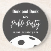 Dessous De Verre En Grès Style Rétro Neon Noir Thème Pickleball Anniversair (Devant)