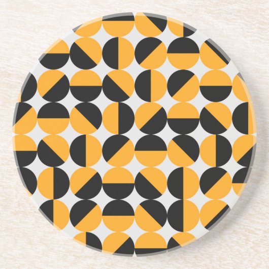 Dessous De Verre En Grès Style seventies, demi-cercles géométriques. (Devant)