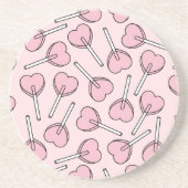 Dessous De Verre En Grès Sucettes roses, sucettes en forme de cœur, motif d (Devant)