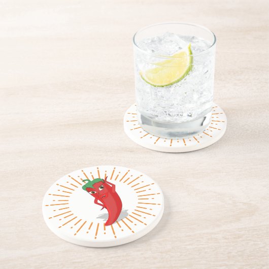 Dessous De Verre En Grès Sunburst Red Hot Pepper Diva (Côté)