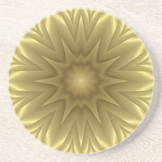 Dessous De Verre En Grès Sunny Bliss : Modèle Floral Jaune Doré (Devant)