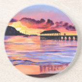 Dessous De Verre En Grès Sunset at Hanalei Pier (Devant)