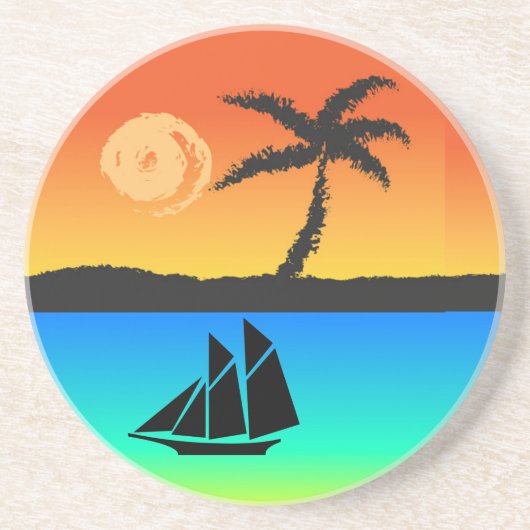 Dessous De Verre En Grès Sunset de l'île (Devant)