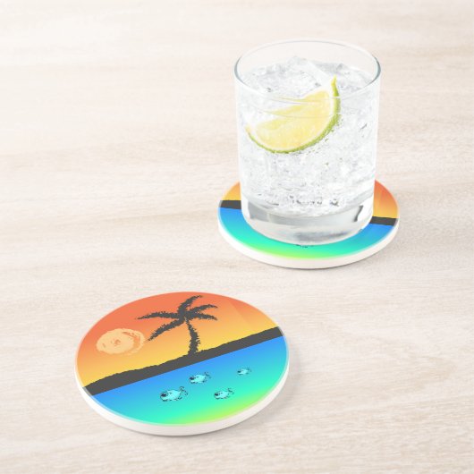 Dessous De Verre En Grès Sunset de l'île (Côté)