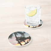 Dessous De Verre En Grès Sunset Palms Tropical Paysage Photographie (Côté)