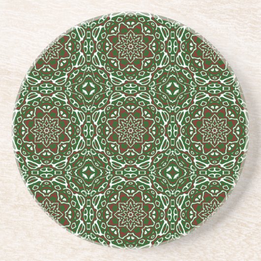 Dessous De Verre En Grès Super Eclectique Orné Noël Mandala Motif (Devant)