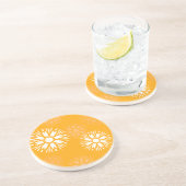 Dessous De Verre En Grès Super Orange Daisy Fleur Retro Floral (Côté)